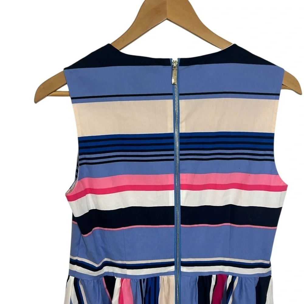 Kate Spade Iconic Colorful Berber Fit & Flare Striped Exposed Zipper Dress Sz 4